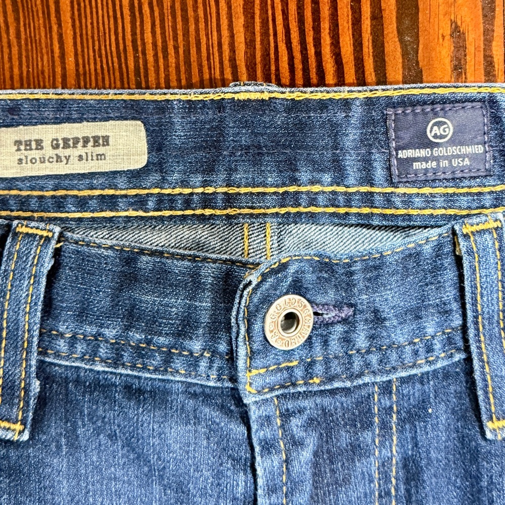 Ag Adriano Goldschmied Men’s Blue “slouchy 
Slim” Straight Jeans 34x32 - Picture 7 of 12